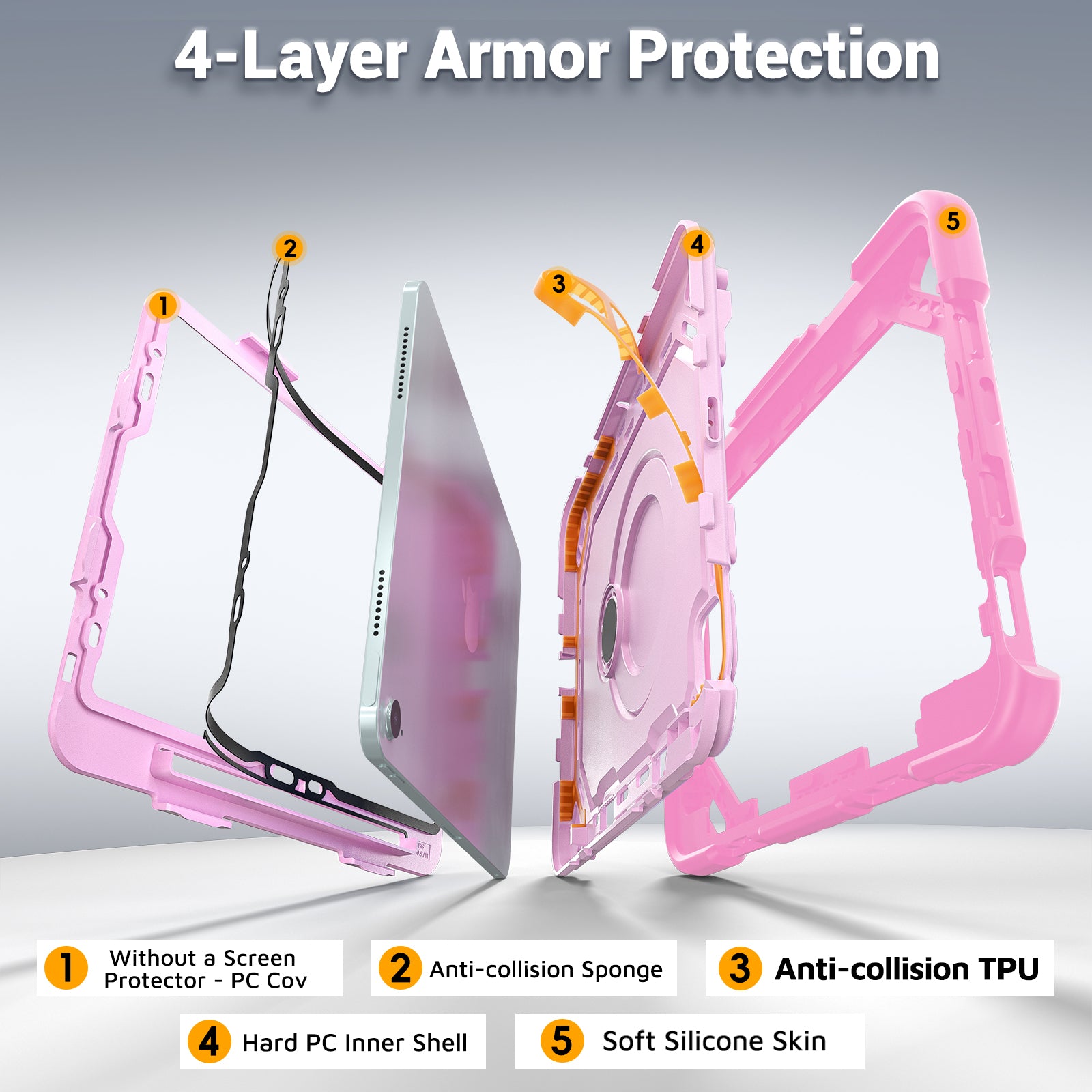The Commander Series ultra-rugged case fits iPad Pro 11-inch 1st Gen (2018). Features a 360° rotating kickstand, non-slip handle grip, and detachable crossbody strap. Built with PC+TPU armor for drop resistance. Supports bulk wholesale orders.