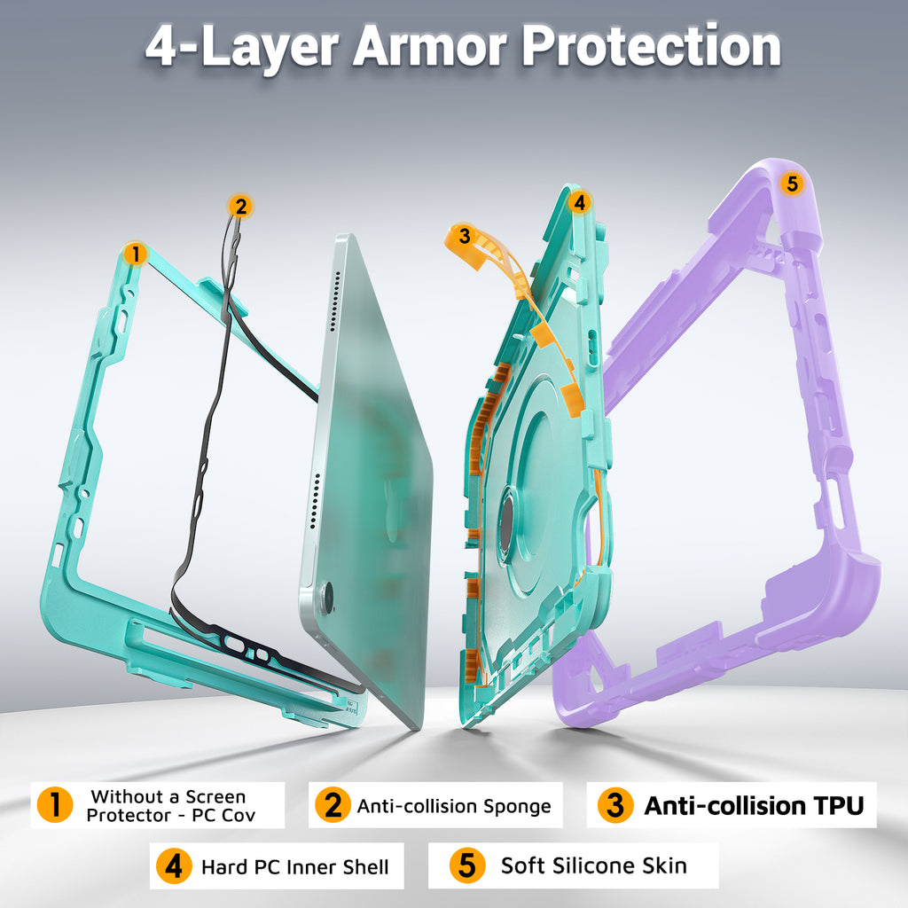 The Commander Series ultra-rugged case fits iPad Pro 11-inch 2nd Gen (2020). Features a 360° rotating kickstand, non-slip handle grip, and detachable crossbody strap. Built with PC+TPU armor for drop resistance. Supports bulk wholesale orders.