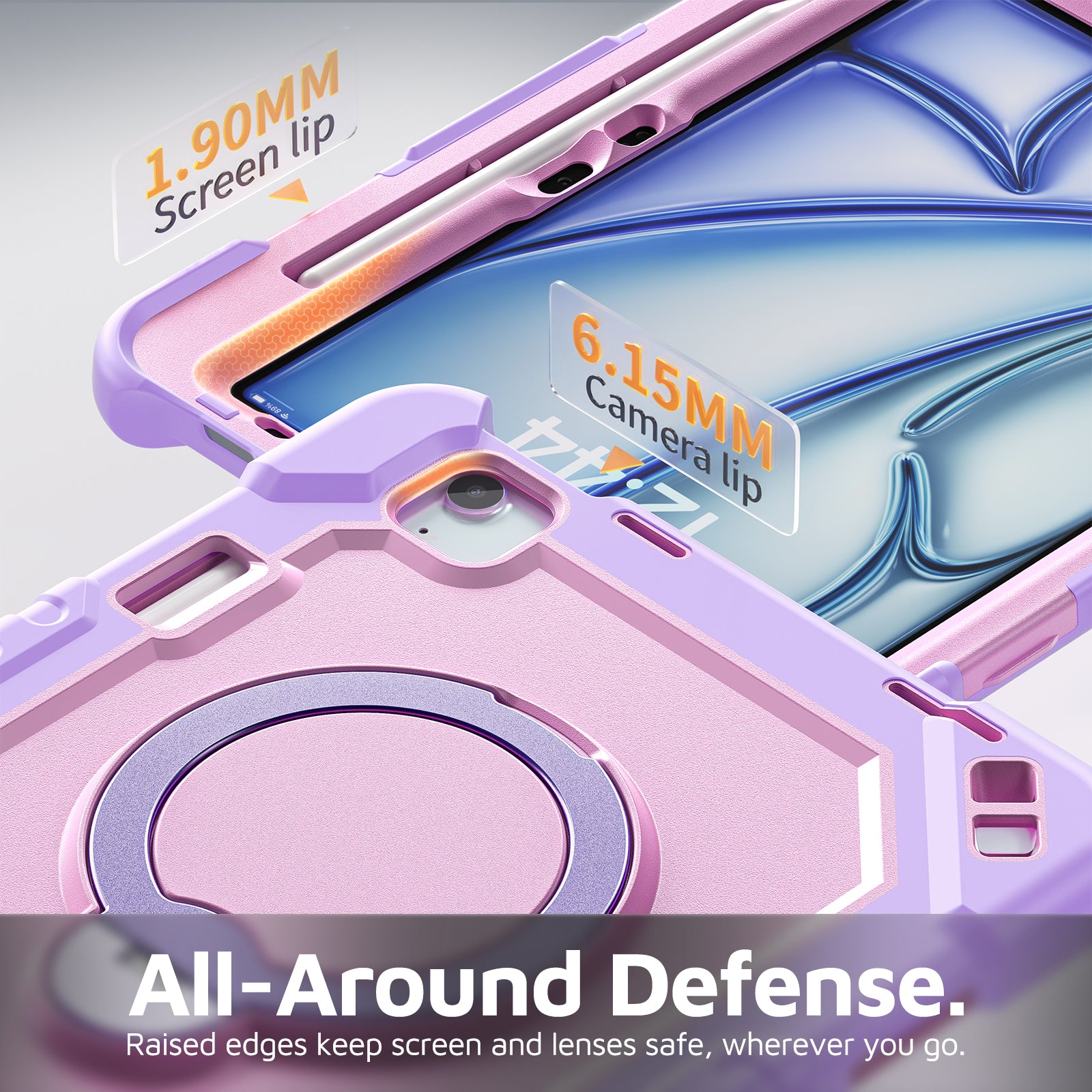 The Commander Series ultra-rugged case fits iPad Pro 11-inch 3rd Gen (2021). Features a 360° rotating kickstand, non-slip handle grip, and detachable crossbody strap. Built with PC+TPU armor for drop resistance. Supports bulk wholesale orders.