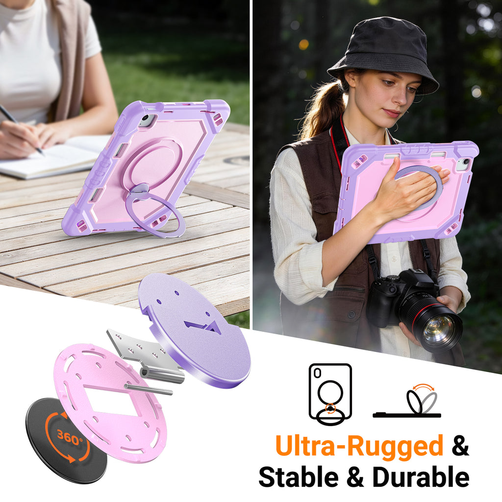 The Commander Series ultra-rugged case fits iPad Pro 11-inch 3rd Gen (2021). Features a 360° rotating kickstand, non-slip handle grip, and detachable crossbody strap. Built with PC+TPU armor for drop resistance. Supports bulk wholesale orders.