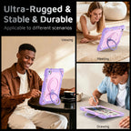 The Commander Series ultra-rugged case fits iPad Pro 11-inch 3rd Gen (2021). Features a 360° rotating kickstand, non-slip handle grip, and detachable crossbody strap. Built with PC+TPU armor for drop resistance. Supports bulk wholesale orders.