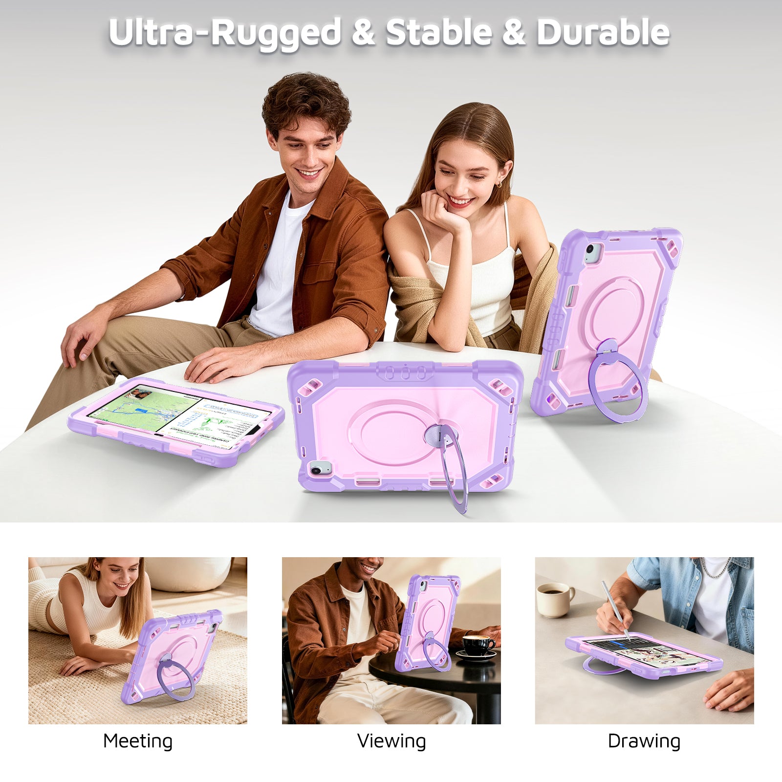 The Commander Series ultra-rugged case fits iPad Pro 11-inch 3rd Gen (2021). Features a 360° rotating kickstand, non-slip handle grip, and detachable crossbody strap. Built with PC+TPU armor for drop resistance. Supports bulk wholesale orders.