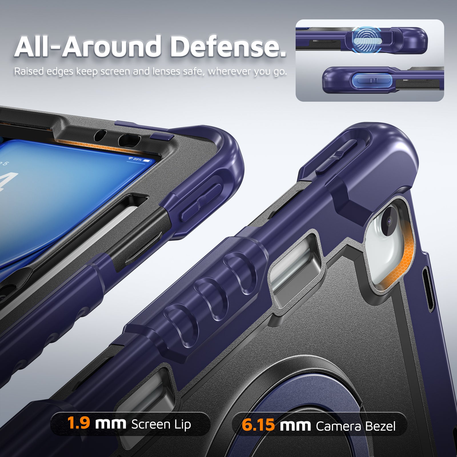 The Commander Series ultra-rugged case fits iPad Pro 11-inch 4th Gen (2022). Features a 360° rotating kickstand, non-slip handle grip, and detachable crossbody strap. Built with PC+TPU armor for drop resistance. Supports bulk wholesale orders.