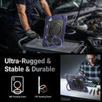 The Commander Series ultra-rugged case fits iPad Pro 11-inch 4th Gen (2022). Features a 360° rotating kickstand, non-slip handle grip, and detachable crossbody strap. Built with PC+TPU armor for drop resistance. Supports bulk wholesale orders.