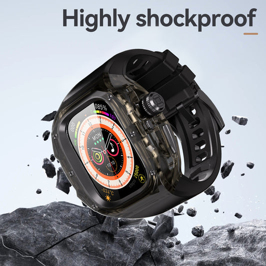 This rugged crystal case is specially designed for Apple Watch Ultra 1 (49mm, 2022). Crafted from premium aviation-grade aluminum alloy 6603, high-strength polycarbonate, 316 stainless steel, and 304 stainless steel, it delivers exceptional durability while remaining lightweight and glossy.