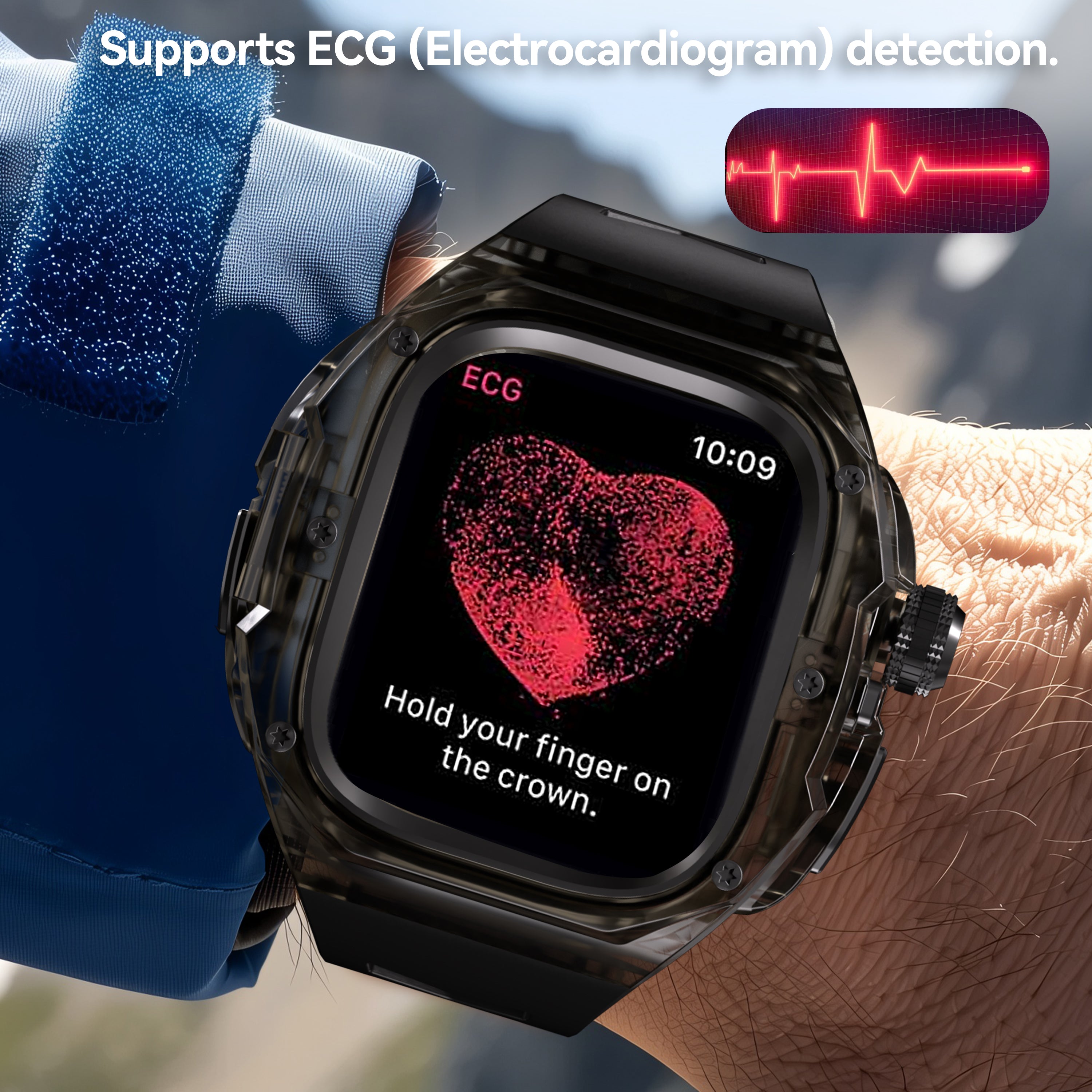 This rugged crystal case is specially designed for Apple Watch Ultra 1 (49mm, 2022). Crafted from premium aviation-grade aluminum alloy 6603, high-strength polycarbonate, 316 stainless steel, and 304 stainless steel, it delivers exceptional durability while remaining lightweight and glossy.