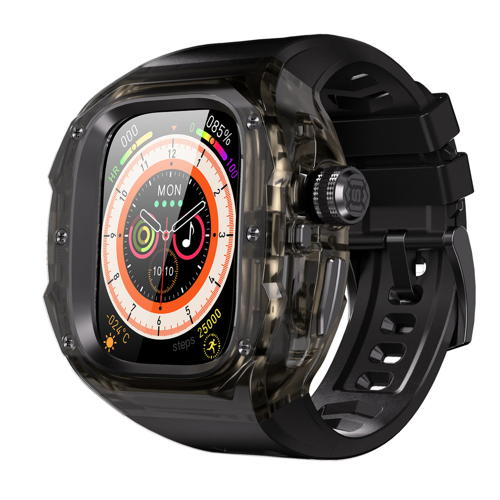 This rugged crystal case is specially designed for Apple Watch Ultra 1 (49mm, 2022). Crafted from premium aviation-grade aluminum alloy 6603, high-strength polycarbonate, 316 stainless steel, and 304 stainless steel, it delivers exceptional durability while remaining lightweight and glossy.