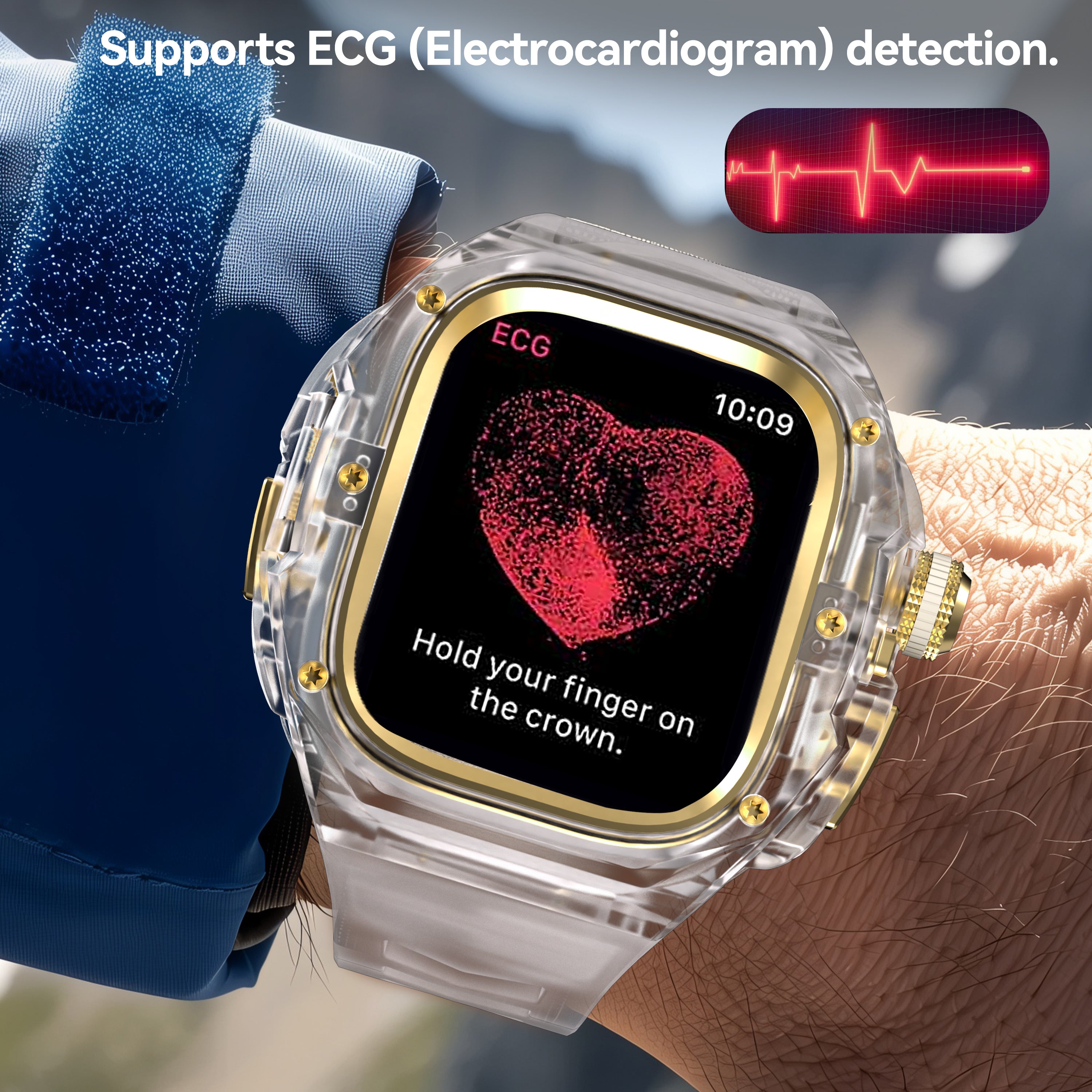 This rugged crystal case is specially designed for Apple Watch Ultra 2 (49mm, 2023). Crafted from premium aviation-grade aluminum alloy 6603, high-strength polycarbonate, 316 stainless steel, and 304 stainless steel, it delivers exceptional durability while remaining lightweight and glossy.