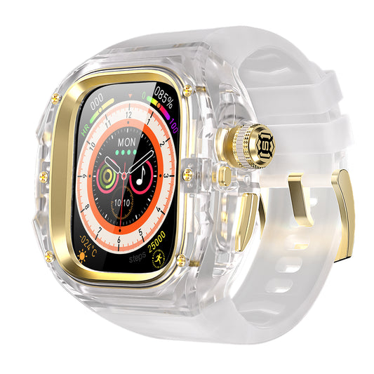 This rugged crystal case is specially designed for Apple Watch Ultra 2 (49mm, 2023). Crafted from premium aviation-grade aluminum alloy 6603, high-strength polycarbonate, 316 stainless steel, and 304 stainless steel, it delivers exceptional durability while remaining lightweight and glossy.