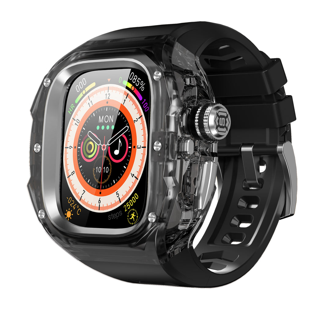 This rugged crystal case is specially designed for Apple Watch Ultra 2 (49mm, 2023). Crafted from premium aviation-grade aluminum alloy 6603, high-strength polycarbonate, 316 stainless steel, and 304 stainless steel, it delivers exceptional durability while remaining lightweight and glossy.