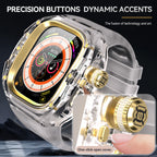 This rugged crystal case is specially designed for Apple Watch Ultra 2 (49mm, 2023). Crafted from premium aviation-grade aluminum alloy 6603, high-strength polycarbonate, 316 stainless steel, and 304 stainless steel, it delivers exceptional durability while remaining lightweight and glossy.