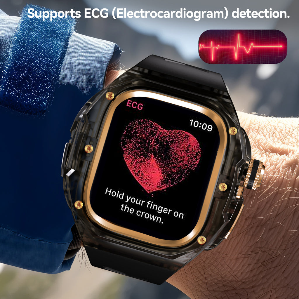 This rugged crystal case is specially designed for Apple Watch Ultra 3 (49mm, 2025). Crafted from premium aviation-grade aluminum alloy 6603, high-strength polycarbonate, 316 stainless steel, and 304 stainless steel, it delivers exceptional durability while remaining lightweight and glossy.