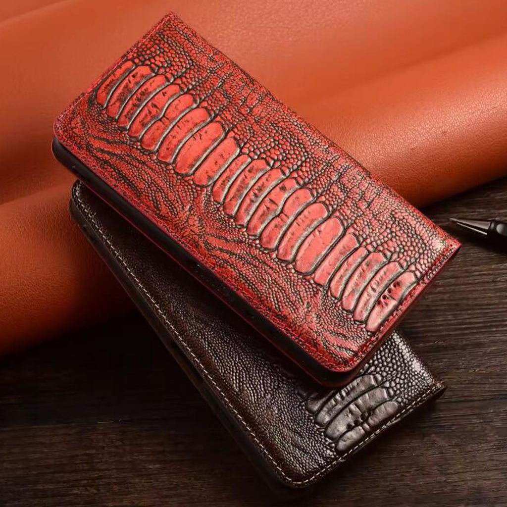 deluxe-wallet-embossed-ostrich-iphone-17e-genuine-leather-case-5