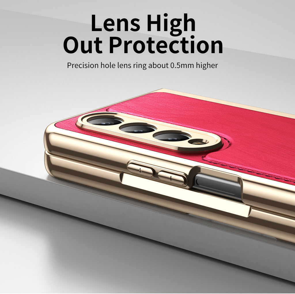 electroplated-gold-silk-leather-galaxy-z-fold4-case-tempered-film_2