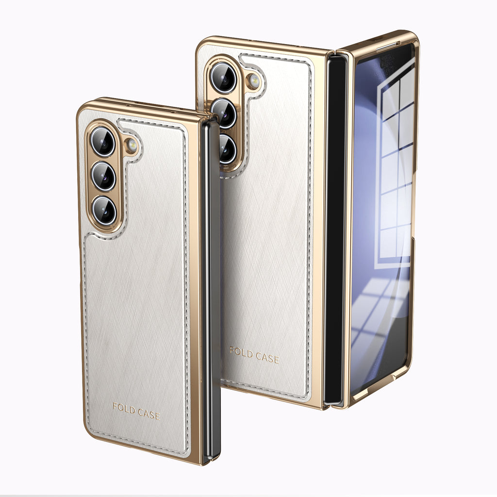 electroplated-gold-silk-leather-galaxy-z-fold5-case-tempered-film_10