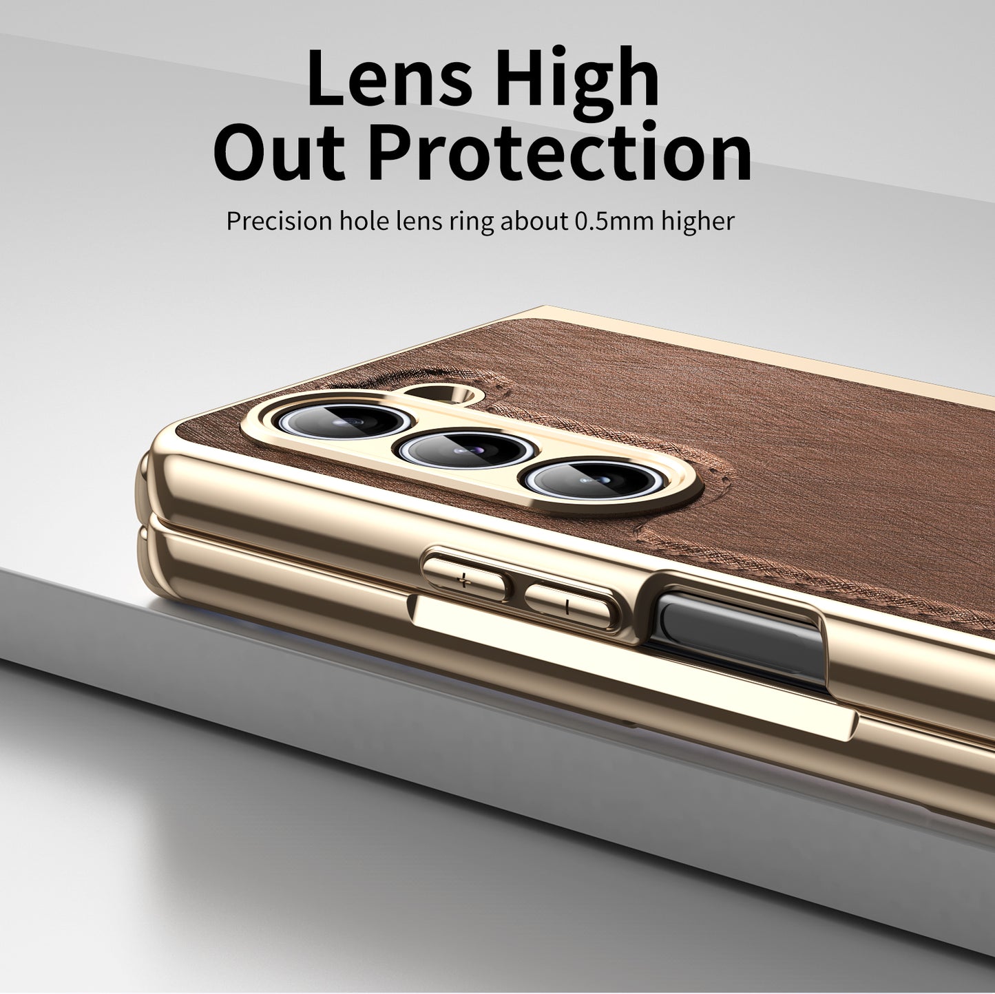 electroplated-gold-silk-leather-galaxy-z-fold5-case-tempered-film_2