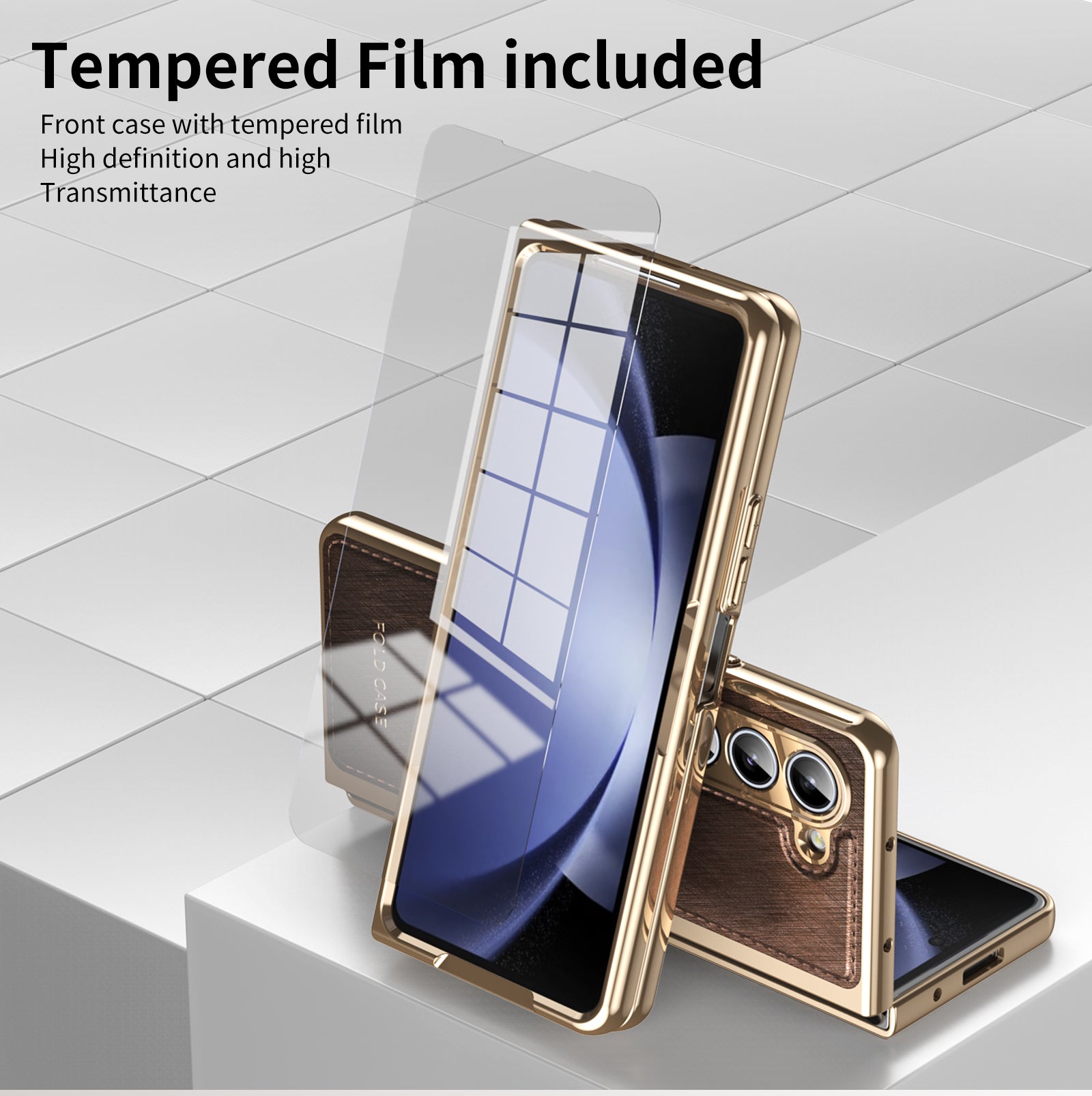 electroplated-gold-silk-leather-galaxy-z-fold5-case-tempered-film_6