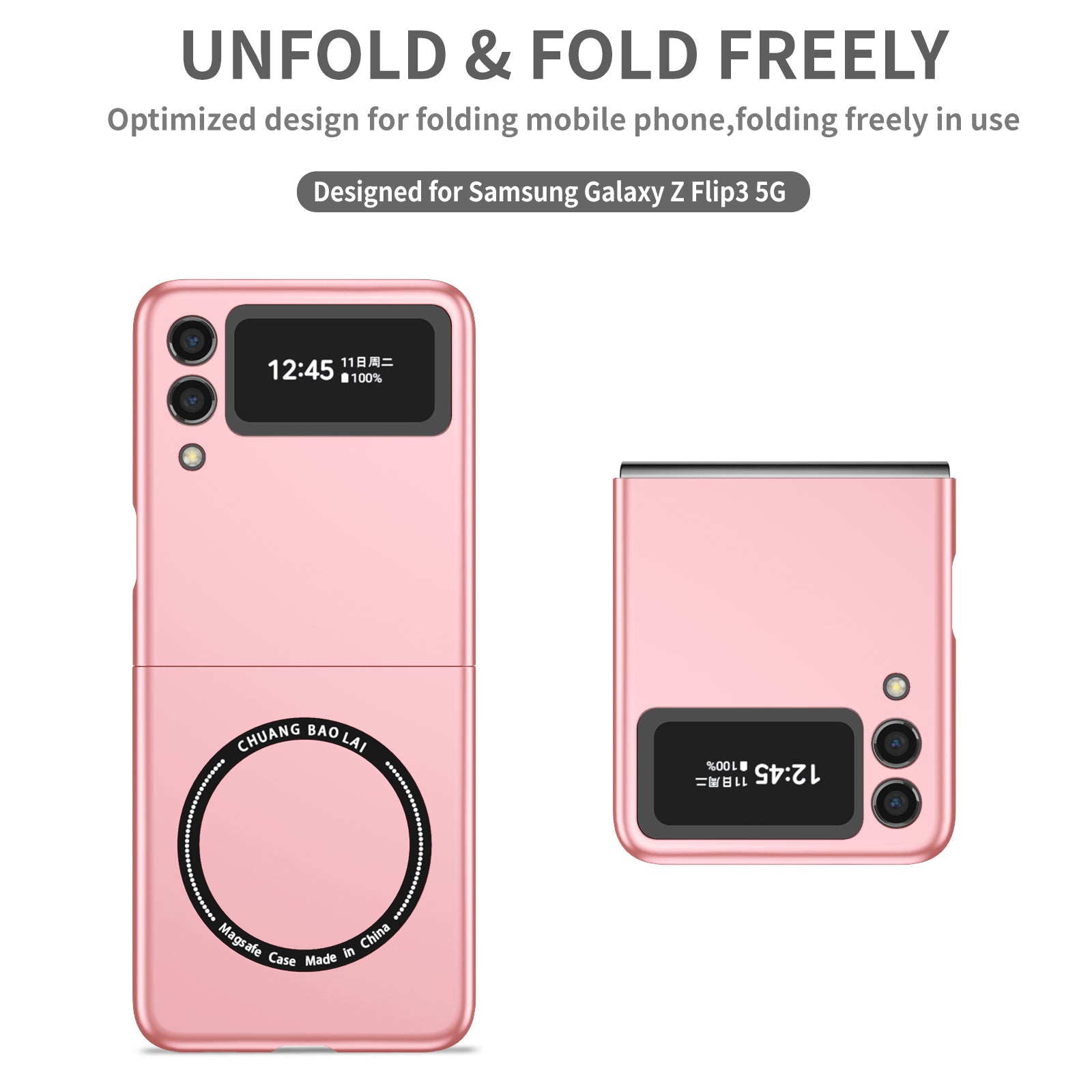 Ultramarinelife Frosted Magsafe Galaxy Z Flip3 Case Anti-Fingerprint  with Fold Freely