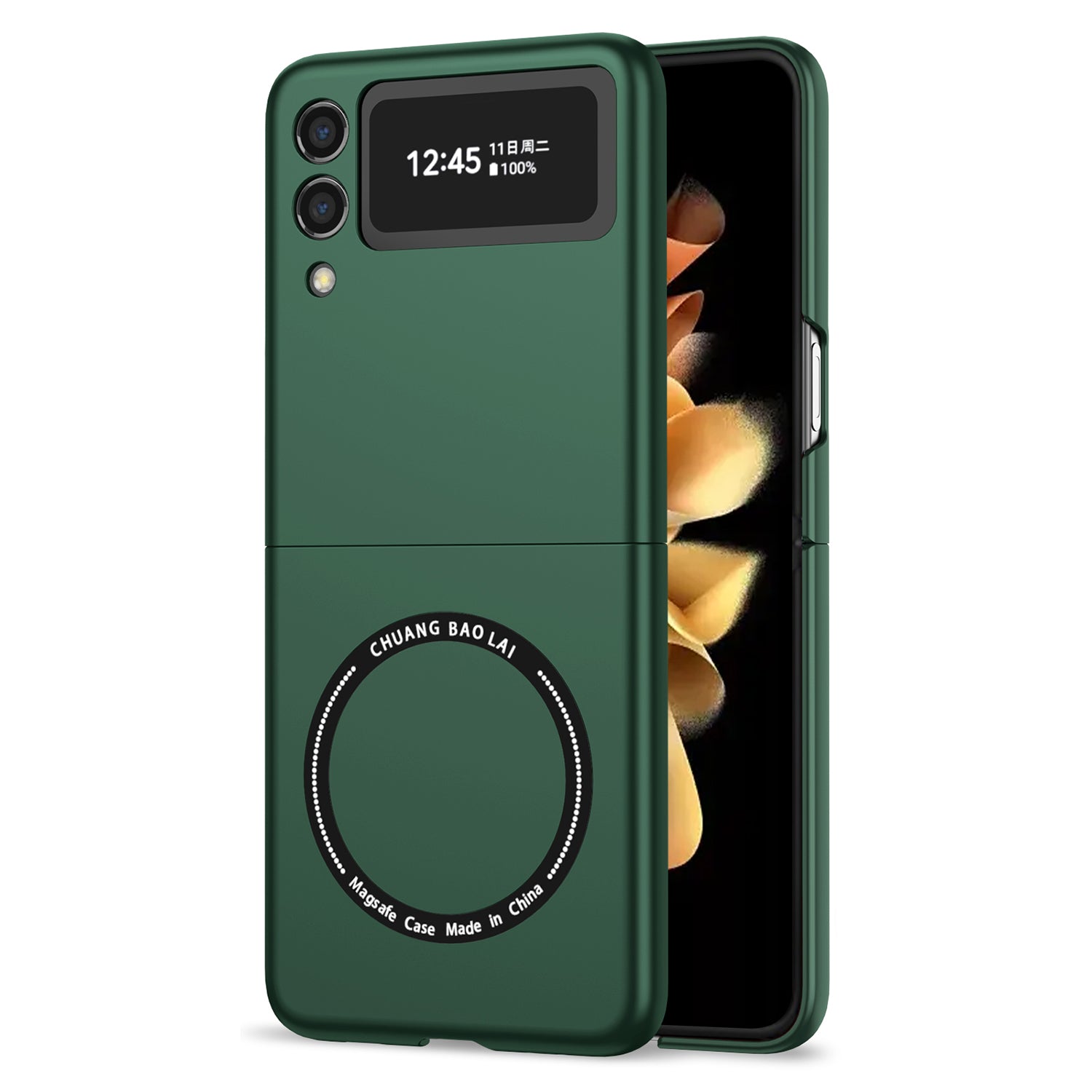 Ultramarinelife Frosted Magsafe Galaxy Z Flip3 Case Anti-Fingerprint  Green Color