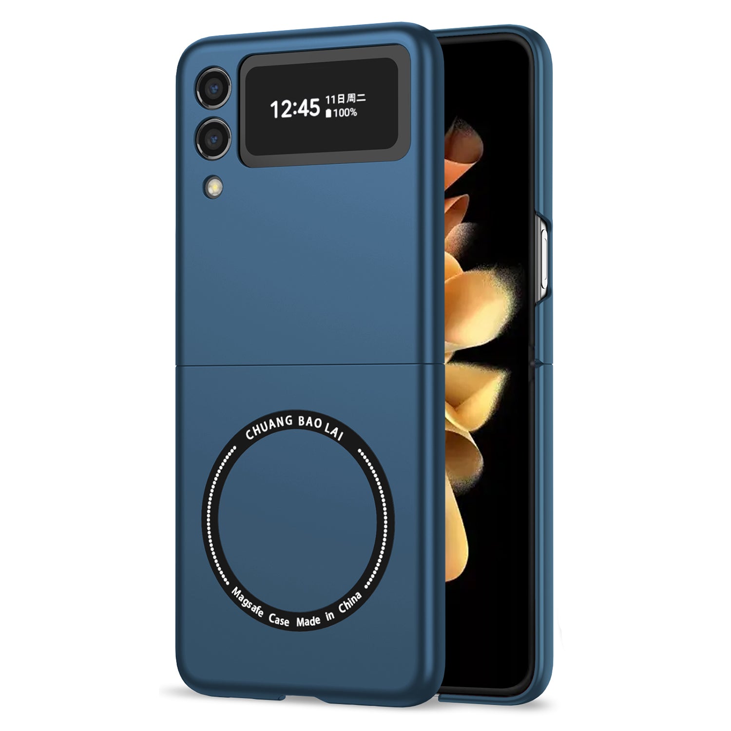 Ultramarinelife Frosted Magsafe Galaxy Z Flip3 Case Anti-Fingerprint Blue Color