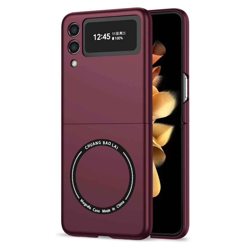 Ultramarinelife Frosted Magsafe Galaxy Z Flip3 Case Anti-Fingerprint  Wine Color