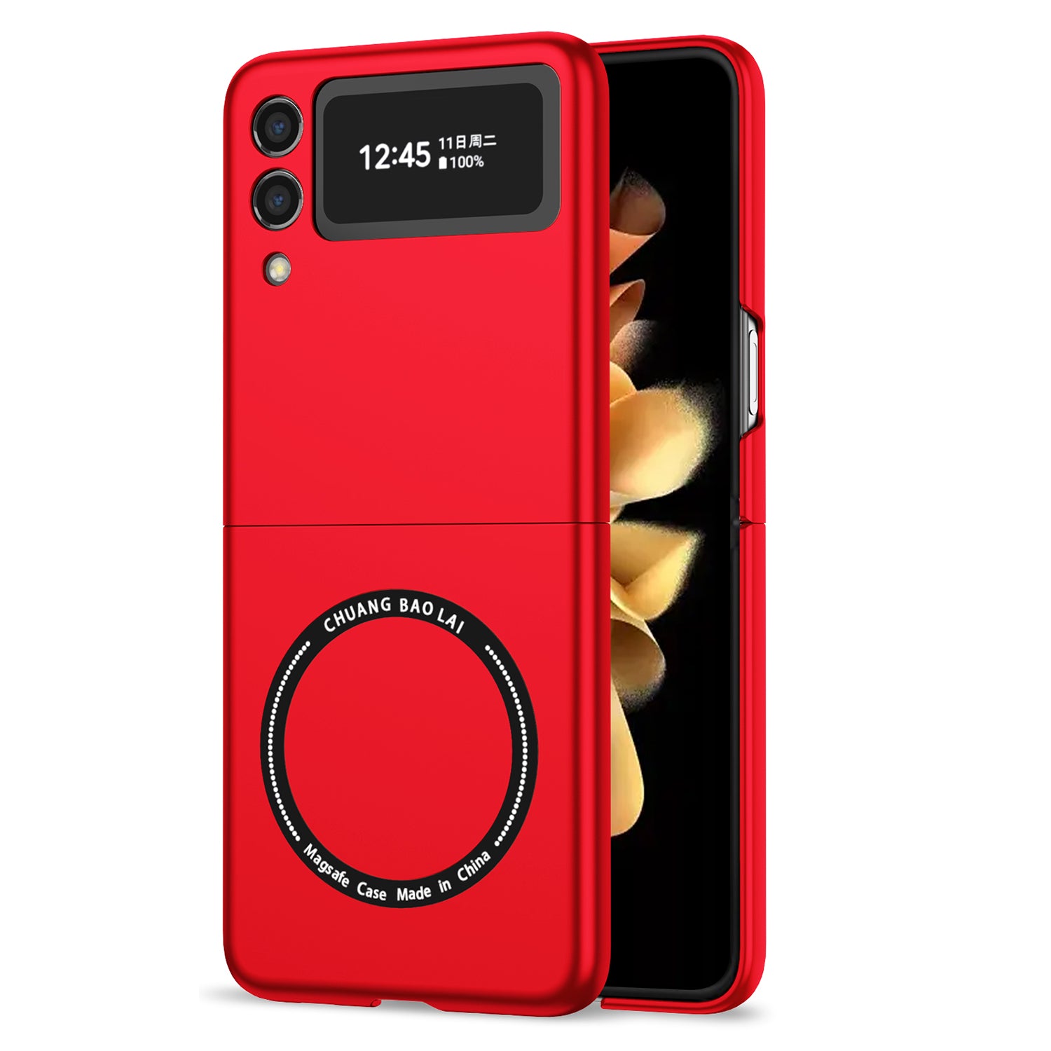 Ultramarinelife Frosted Magsafe Galaxy Z Flip3 Case Anti-Fingerprint  Red Color