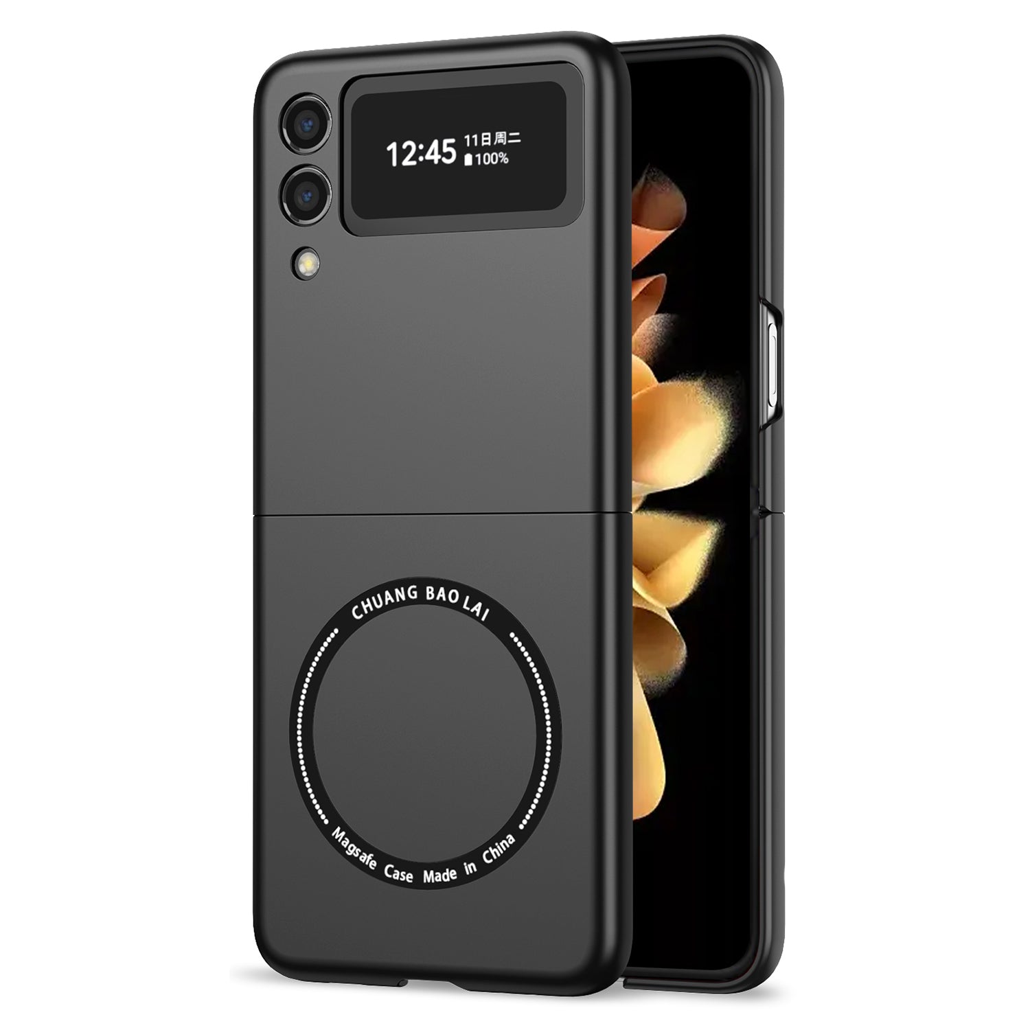 Ultramarinelife Frosted Magsafe Galaxy Z Flip3 Case Anti-Fingerprint Black Color