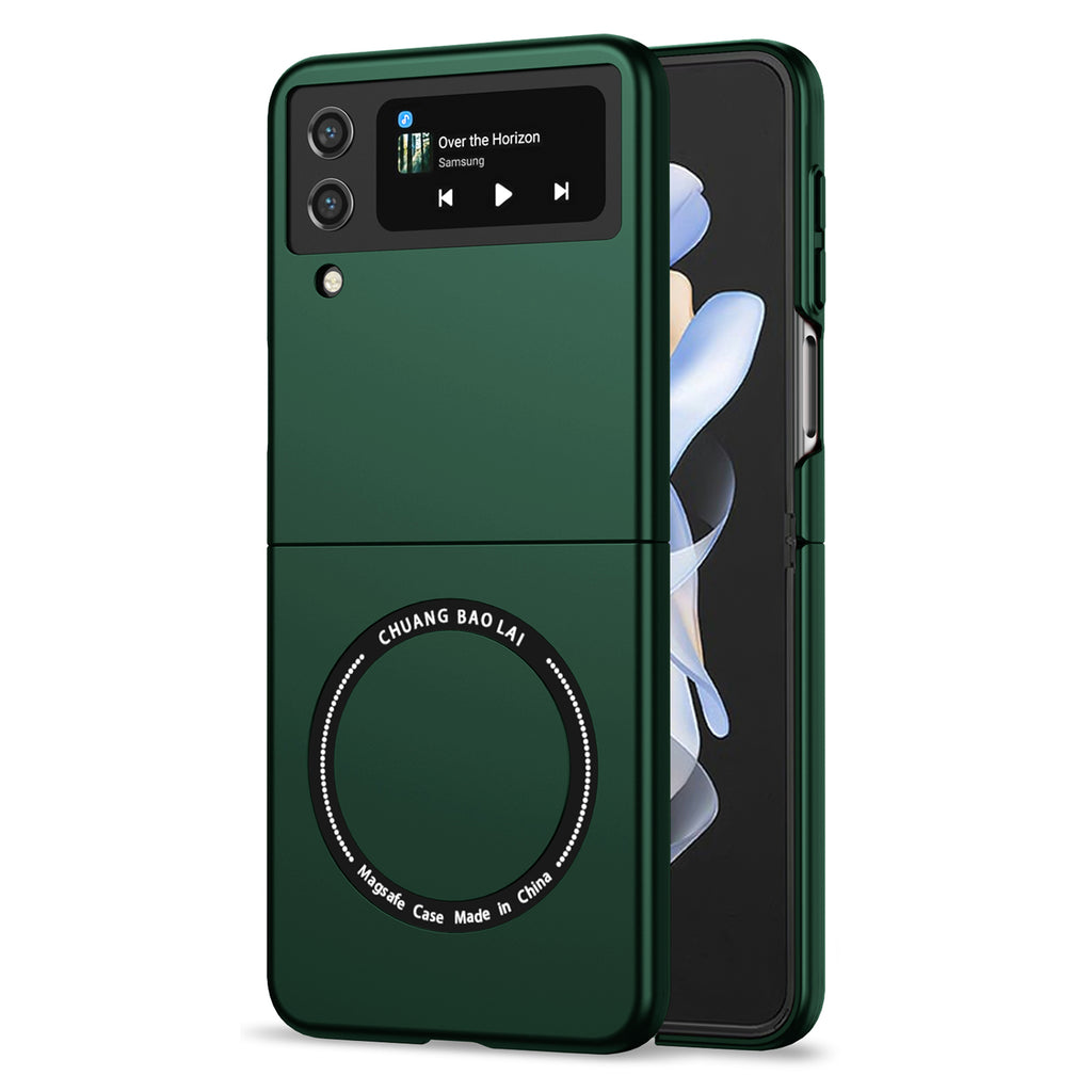 Ultramarinelife Frosted Magsafe Galaxy Z Flip4 Case Anti-Fingerprint  Green Color