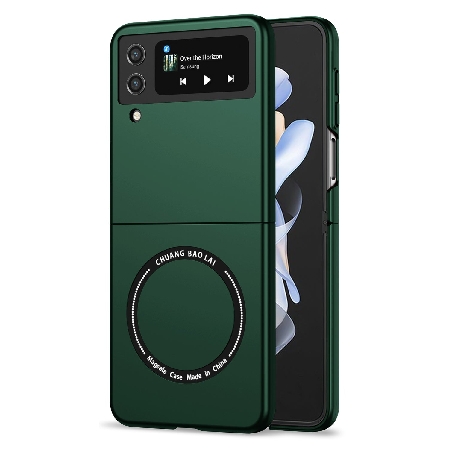 Ultramarinelife Frosted Magsafe Galaxy Z Flip4 Case Anti-Fingerprint  Green Color