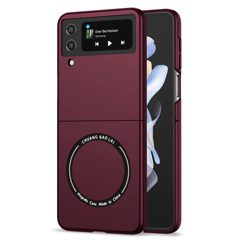 Ultramarinelife Frosted Magsafe Galaxy Z Flip4 Case Anti-Fingerprint Wine Color