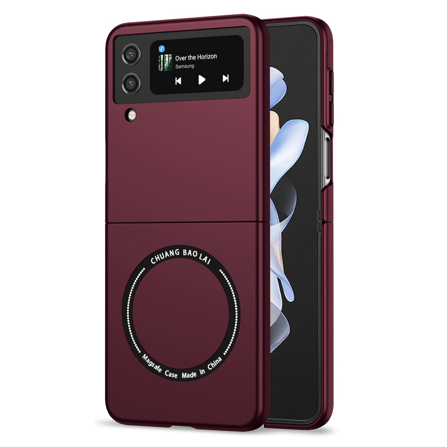 Ultramarinelife Frosted Magsafe Galaxy Z Flip4 Case Anti-Fingerprint Wine Color
