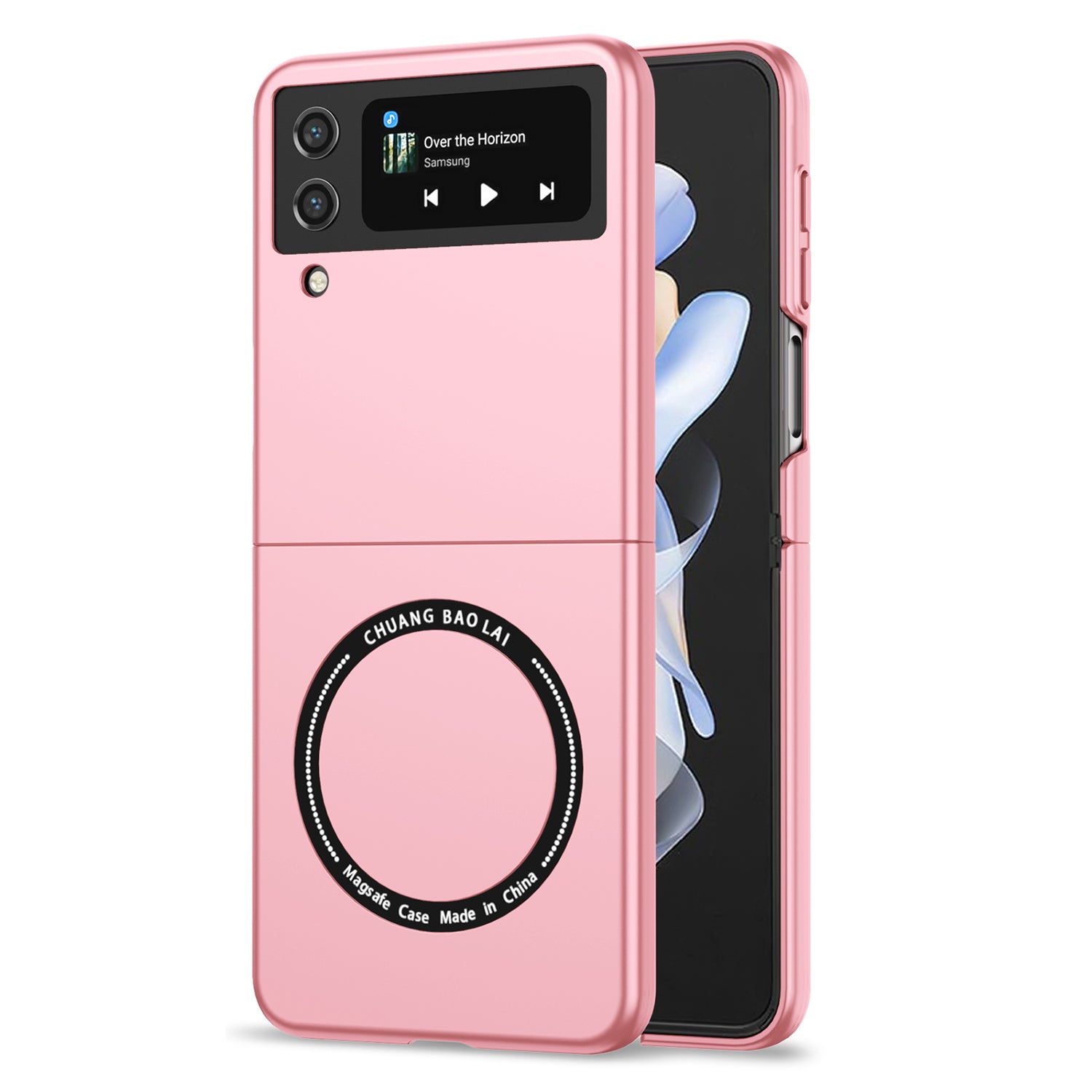 Ultramarinelife Frosted Magsafe Galaxy Z Flip4 Case Anti-Fingerprint Pink Color