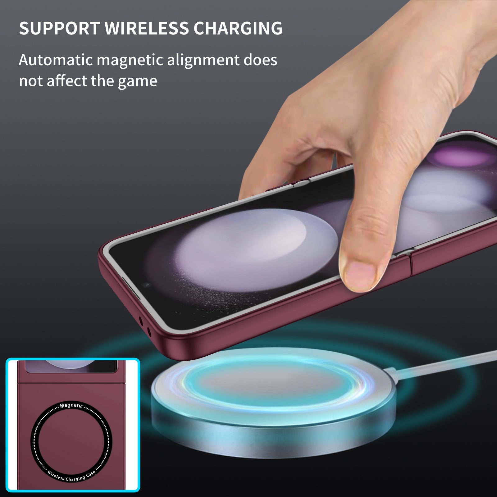 Ultramarinelife Frosted Magsafe Galaxy Z Flip5 Case Anti-Fingerprint Wireless Charging
