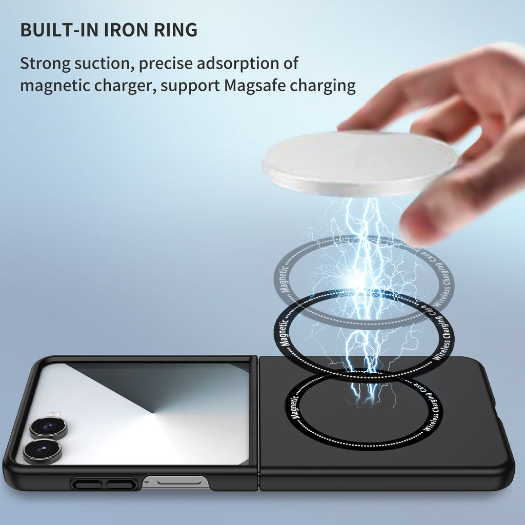 Ultramarinelife Frosted Magsafe Galaxy Z Flip7 Case Anti-Fingerprint Built-in Iron Ring