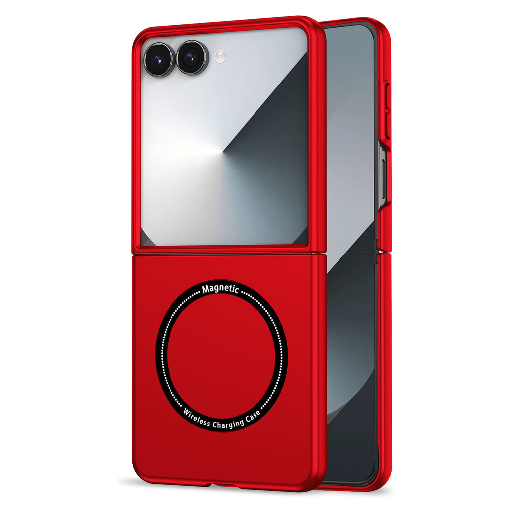 Ultramarinelife Frosted Magsafe Galaxy Z Flip7 Case Anti-Fingerprint Red Color