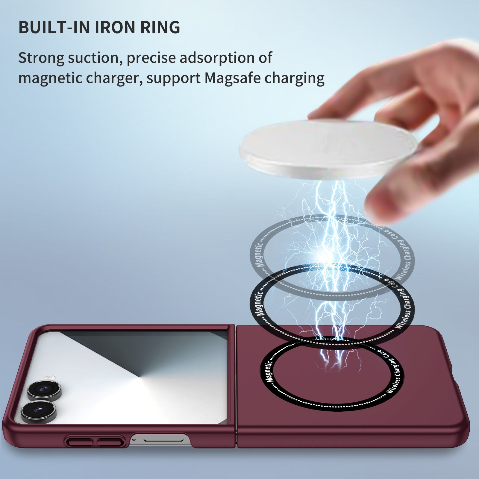 Ultramarinelife Frosted Magsafe Galaxy Z Flip8 Case Anti-Fingerprint Buit-in Iron Ring