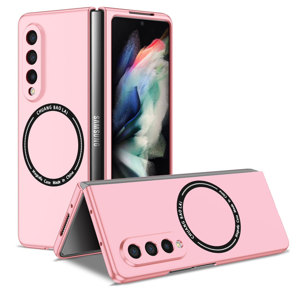 Ultramarinelife Frosted Magsafe Galaxy Z Fold3 Case Anti-Fingerprint Pink Color