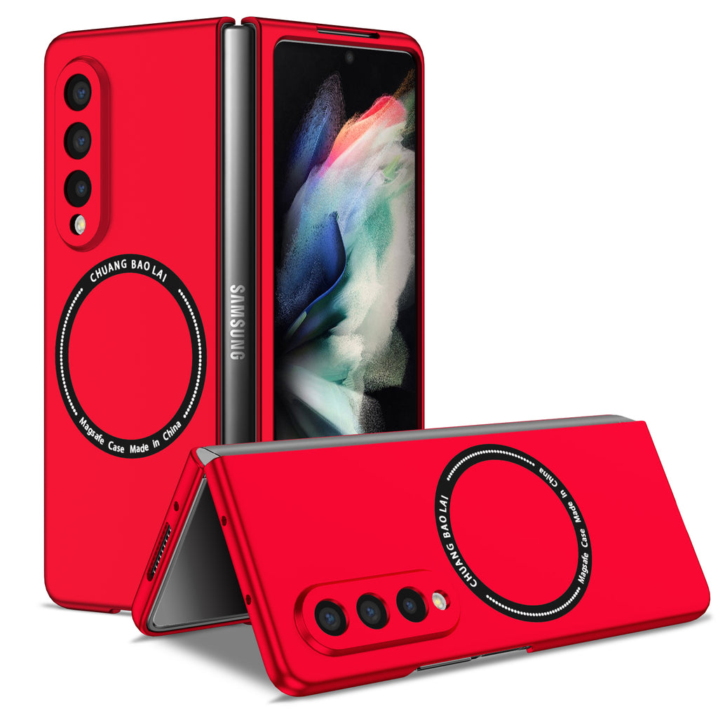 Ultramarinelife Frosted Magsafe Galaxy Z Fold3 Case Anti-Fingerprint Red Color
