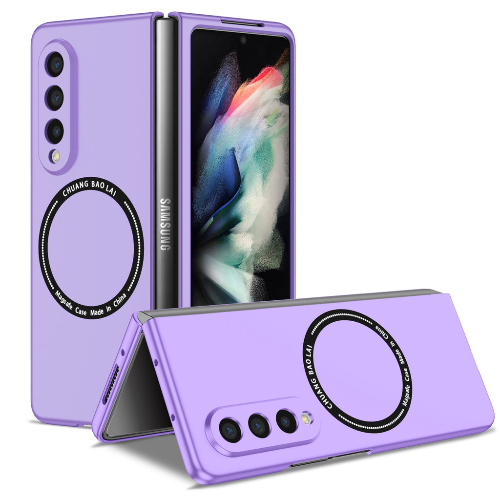 Ultramarinelife Frosted Magsafe Galaxy Z Fold3 Case Anti-Fingerprint Purple Color