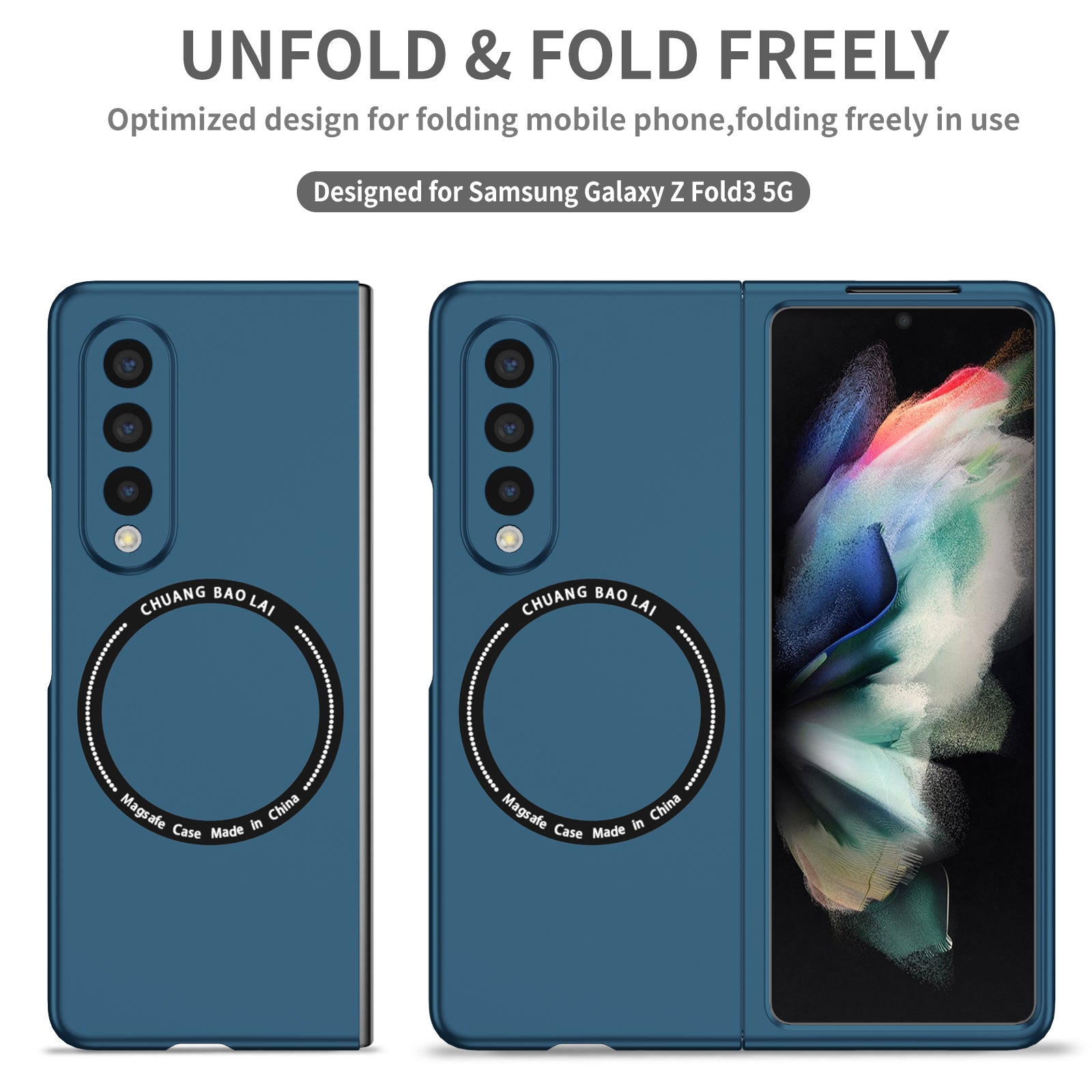 Ultramarinelife Frosted Magsafe Galaxy Z Fold3 Case Anti-Fingerprint Fold Freely