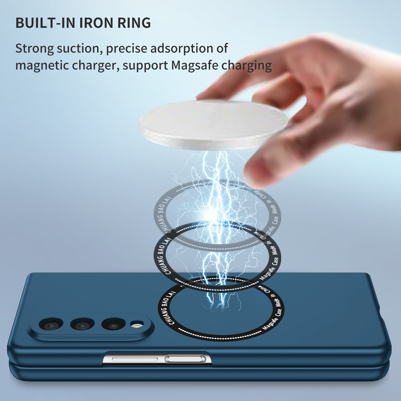 Ultramarinelife Frosted Magsafe Galaxy Z Fold3 Case Anti-Fingerprint Built-in Iron Ring