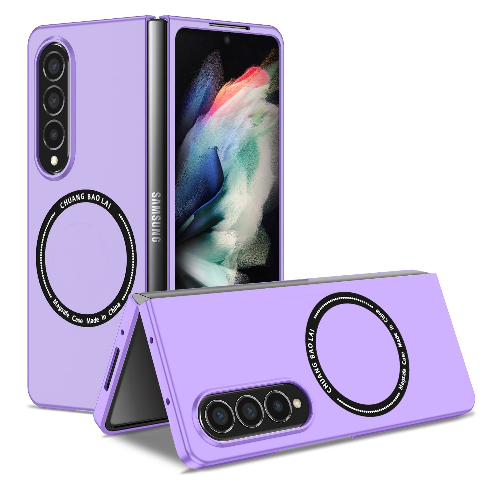 Ultramarinelife Frosted Magsafe Galaxy Z Fold4 Case Anti-Fingerprint Purple Color