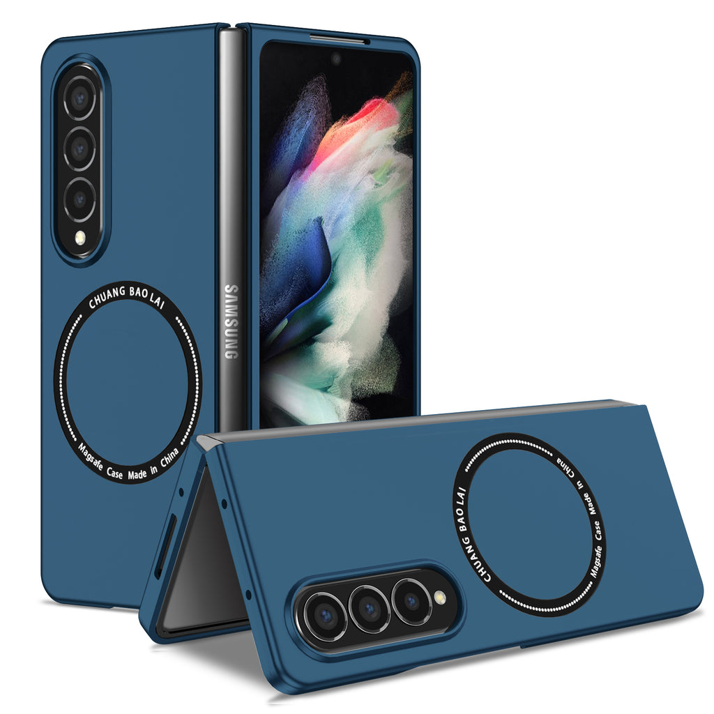 Ultramarinelife Frosted Magsafe Galaxy Z Fold4 Case Anti-Fingerprint Blue Color