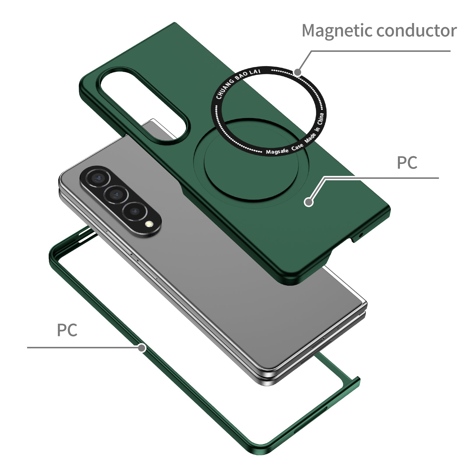 Ultramarinelife Frosted Magsafe Galaxy Z Fold4 Case Anti-Fingerprint Made of PC