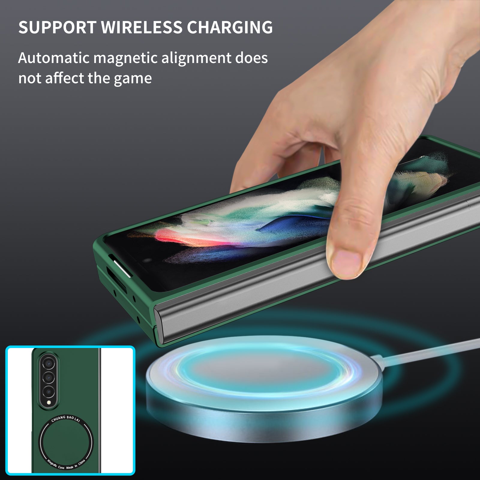 Ultramarinelife Frosted Magsafe Galaxy Z Fold4 Case Anti-Fingerprint Wireless Charging