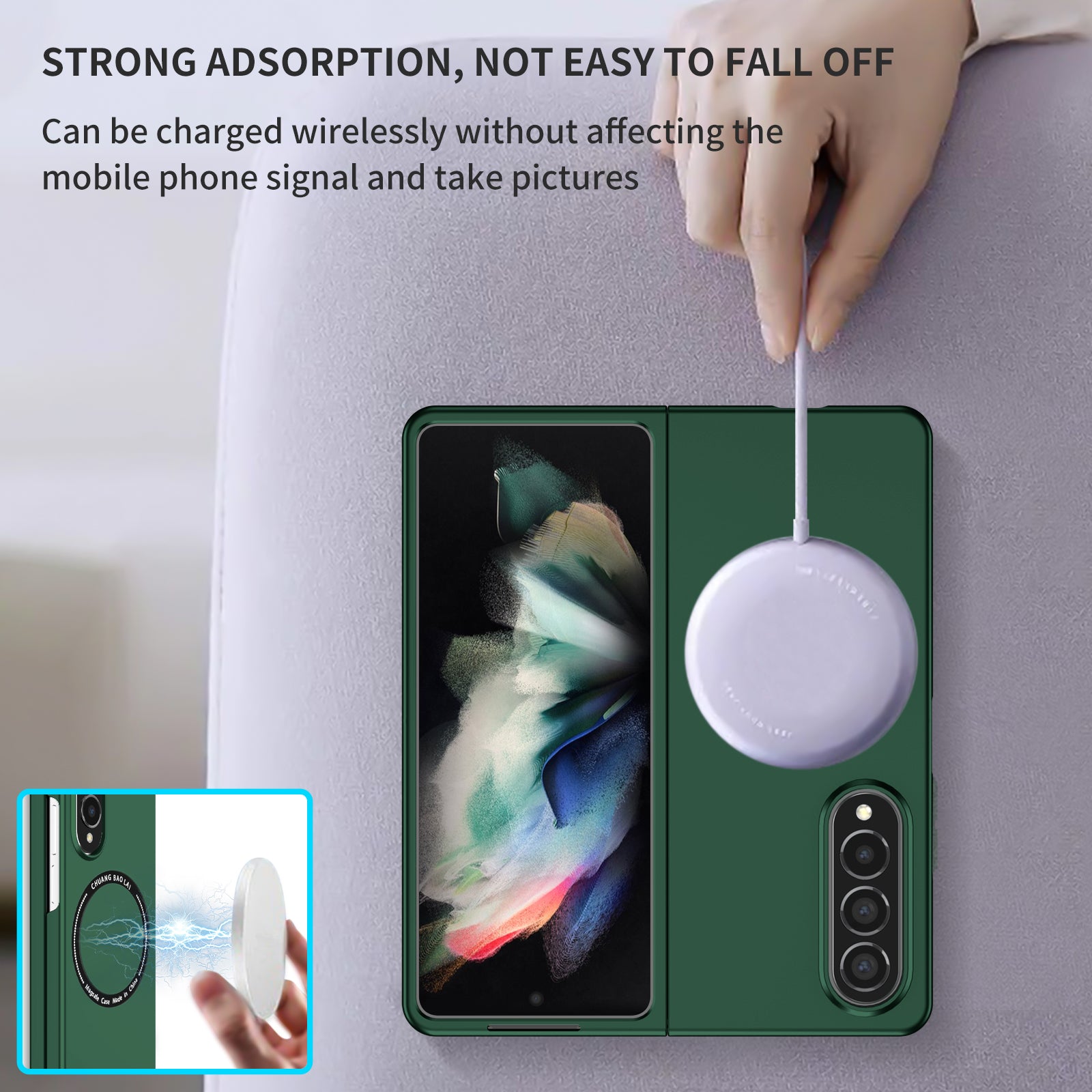 Ultramarinelife Frosted Magsafe Galaxy Z Fold4 Case Anti-Fingerprint Strong Magnetics
