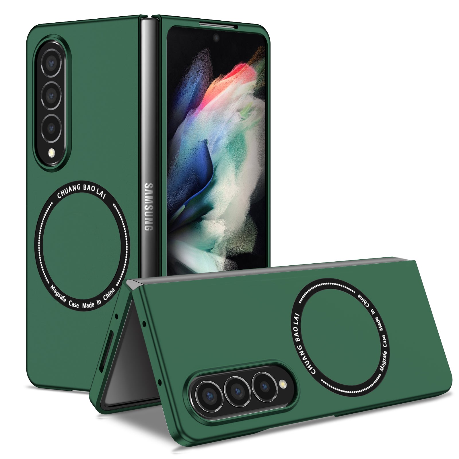 Ultramarinelife Frosted Magsafe Galaxy Z Fold4 Case Anti-Fingerprint Green Color