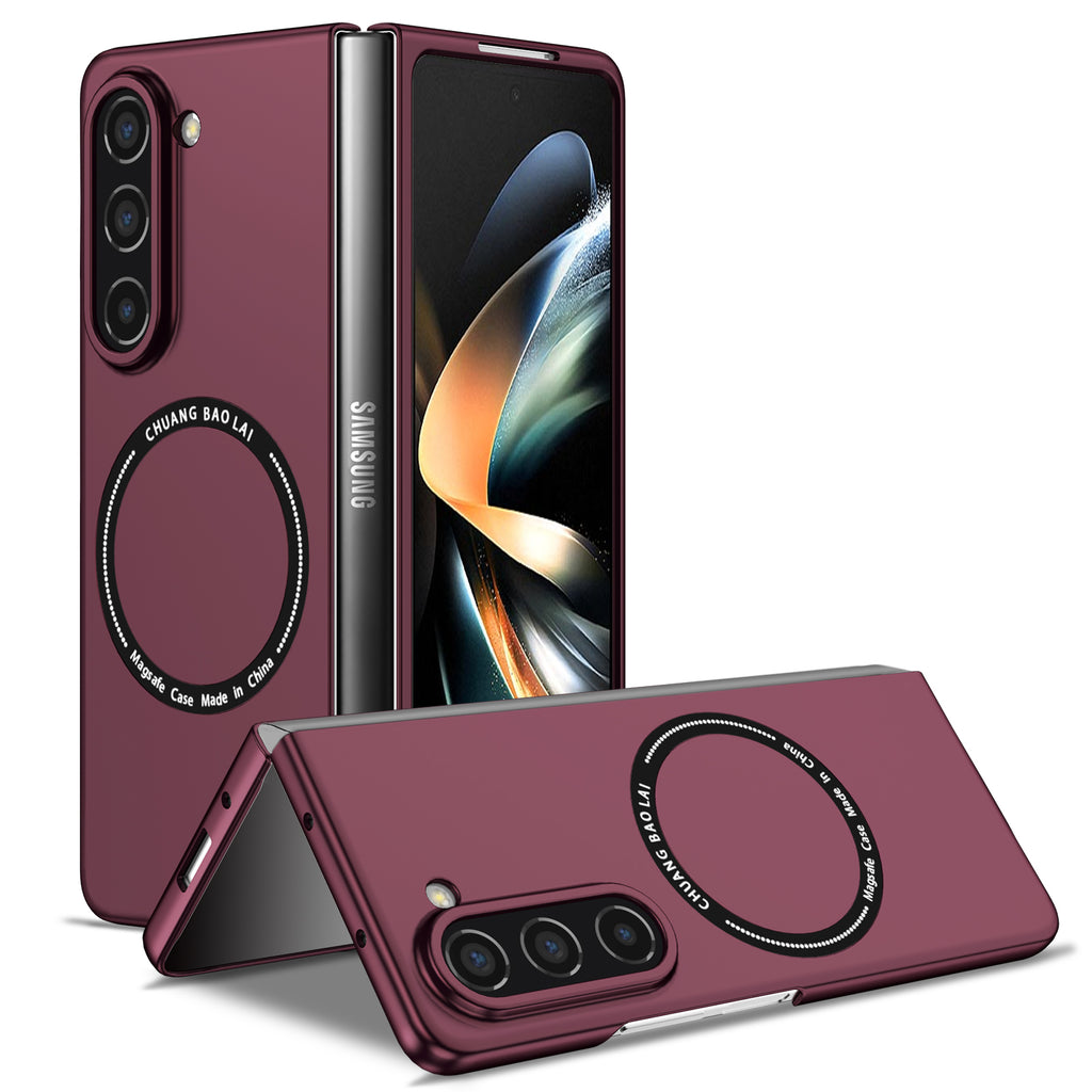 Ultramarinelife Frosted Magsafe Galaxy Z Fold5 Case Anti-Fingerprint Wine Color