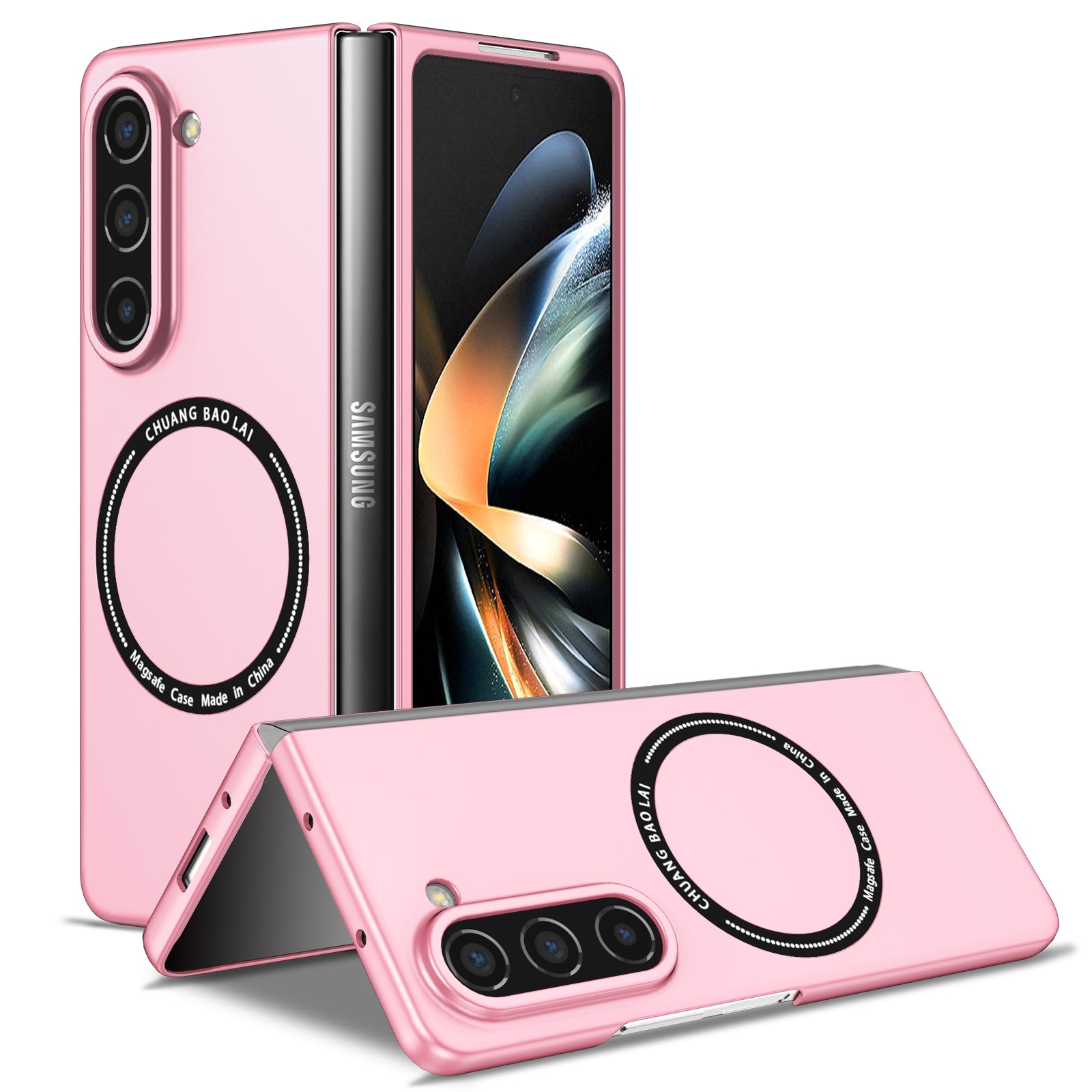 Ultramarinelife Frosted Magsafe Galaxy Z Fold5 Case Anti-Fingerprint Pink Color
