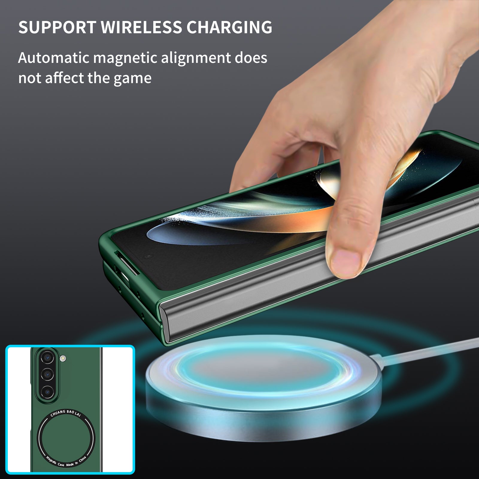 Ultramarinelife Frosted Magsafe Galaxy Z Fold5 Case Anti-Fingerprint Wireless Charging